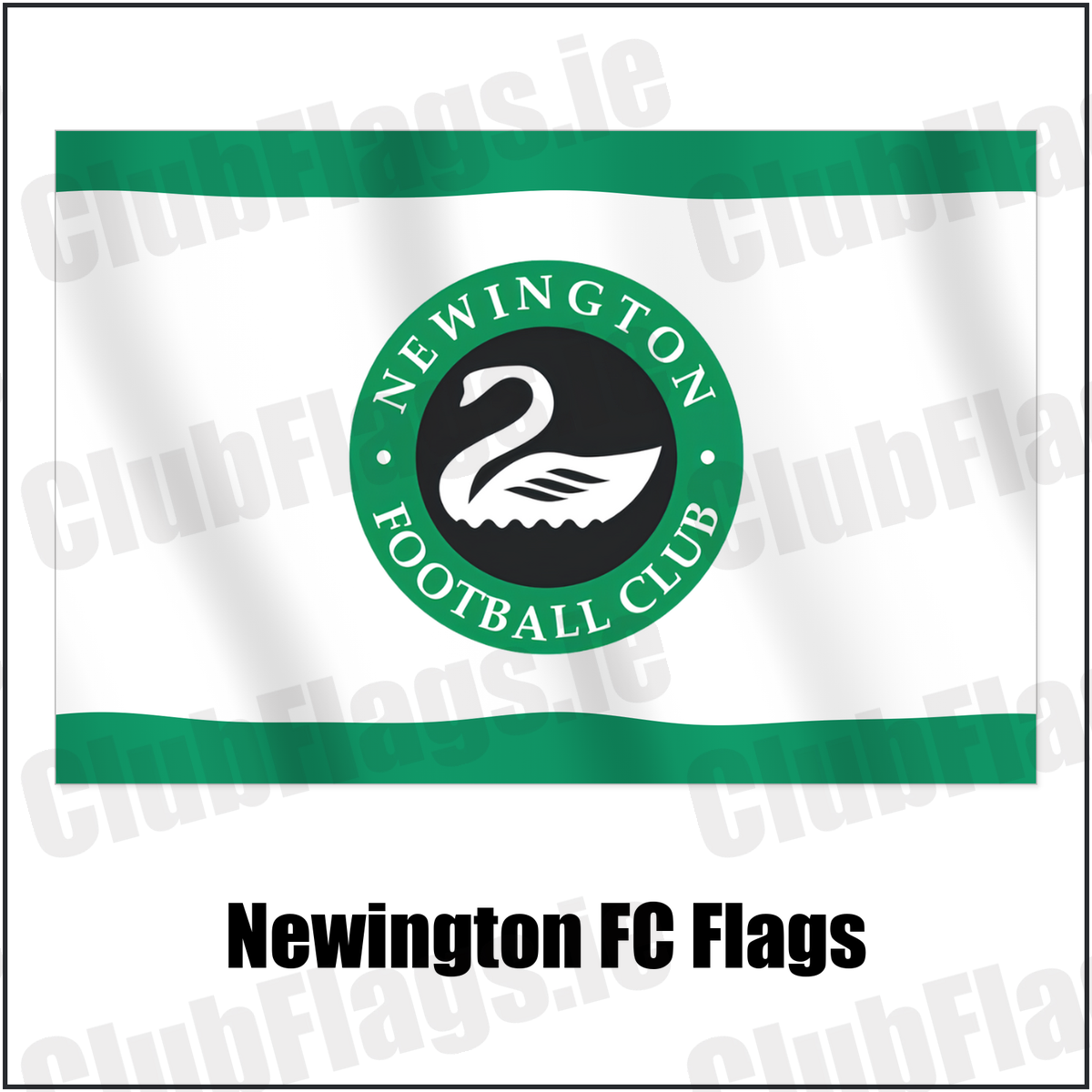 Newington FC Flags with the club crest and colours, Antrim Football - ClubFlags.ie