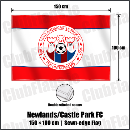 Newlands/Castle Park FC 100cm x 150cm Flag (sewn on the edges) with the club crest and colours, Dublin Football - ClubFlags.ie
