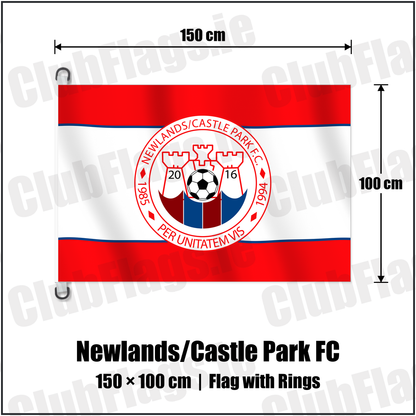 Newlands/Castle Park FC 150cm x 100cm Flag Pole Flag with Rings with the club crest and colours, Dublin Football - ClubFlags.ie