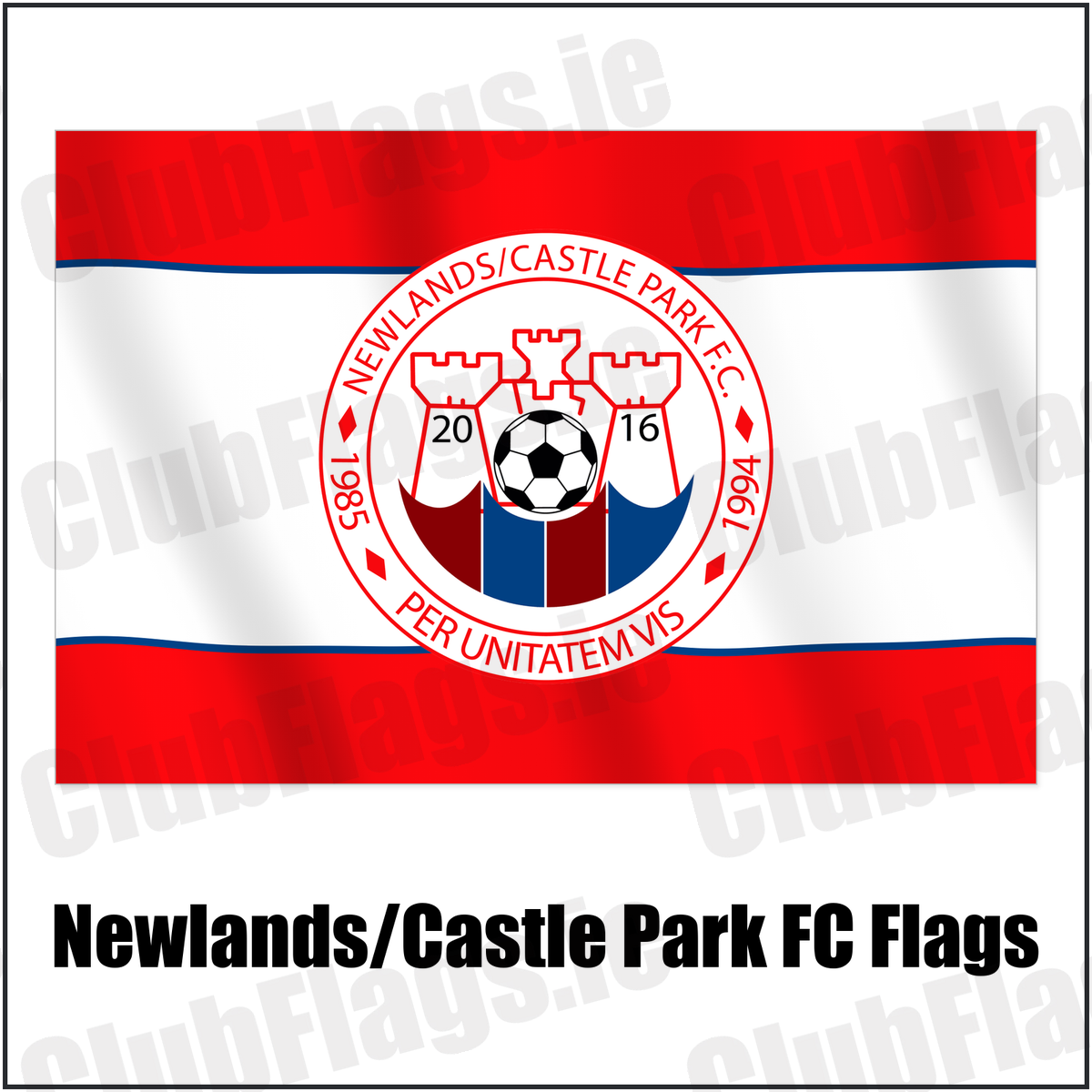 Newlands/Castle Park FC Flags with the club crest and colours, Dublin Football - ClubFlags.ie