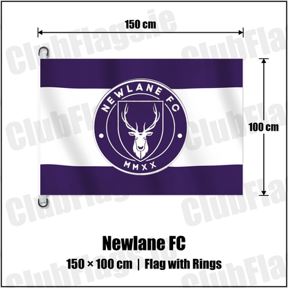 Newlane FC 150cm x 100cm Flag Pole Flag with Rings with the club crest and colours, Dublin Football - ClubFlags.ie