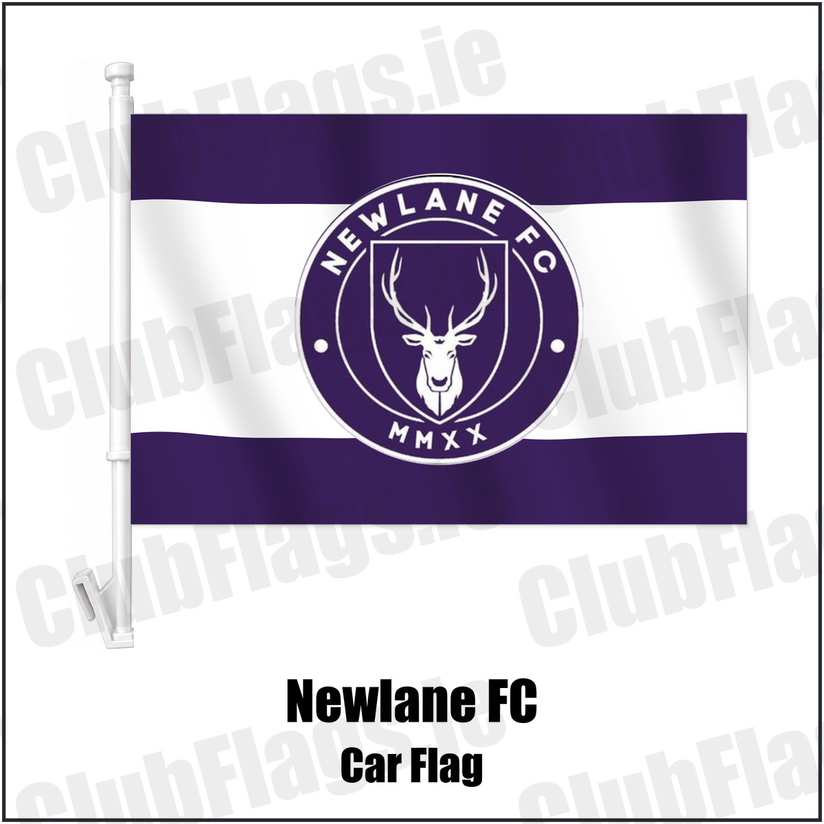 Newlane FC Car Flag with the club crest and colours, Dublin Football - ClubFlags.ie