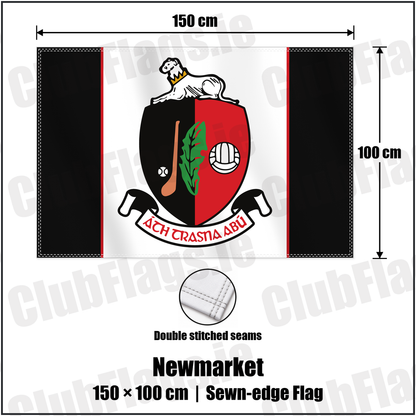 Newmarket 100cm x 150cm Flag (sewn on the edges) with the verified club crest and colours, Cork GAA - ClubFlags.ie