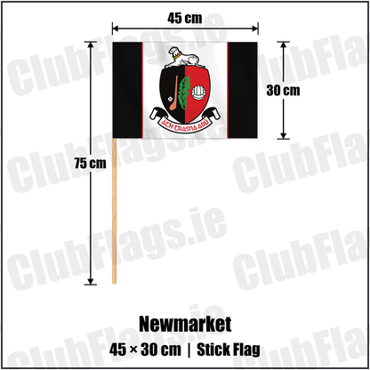 Newmarket 30cm x 45cm Stick Flag with the verified club crest and colours, Cork GAA - ClubFlags.ie