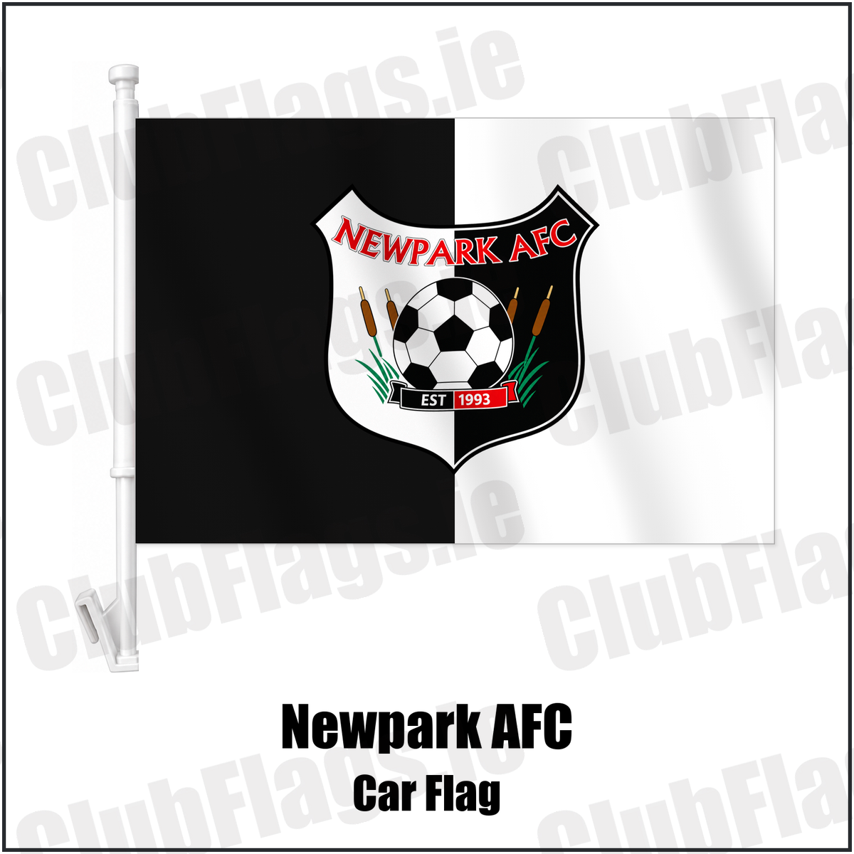Newpark AFC Car Flag with the verified club crest and colours, Kilkenny Football - ClubFlags.ie