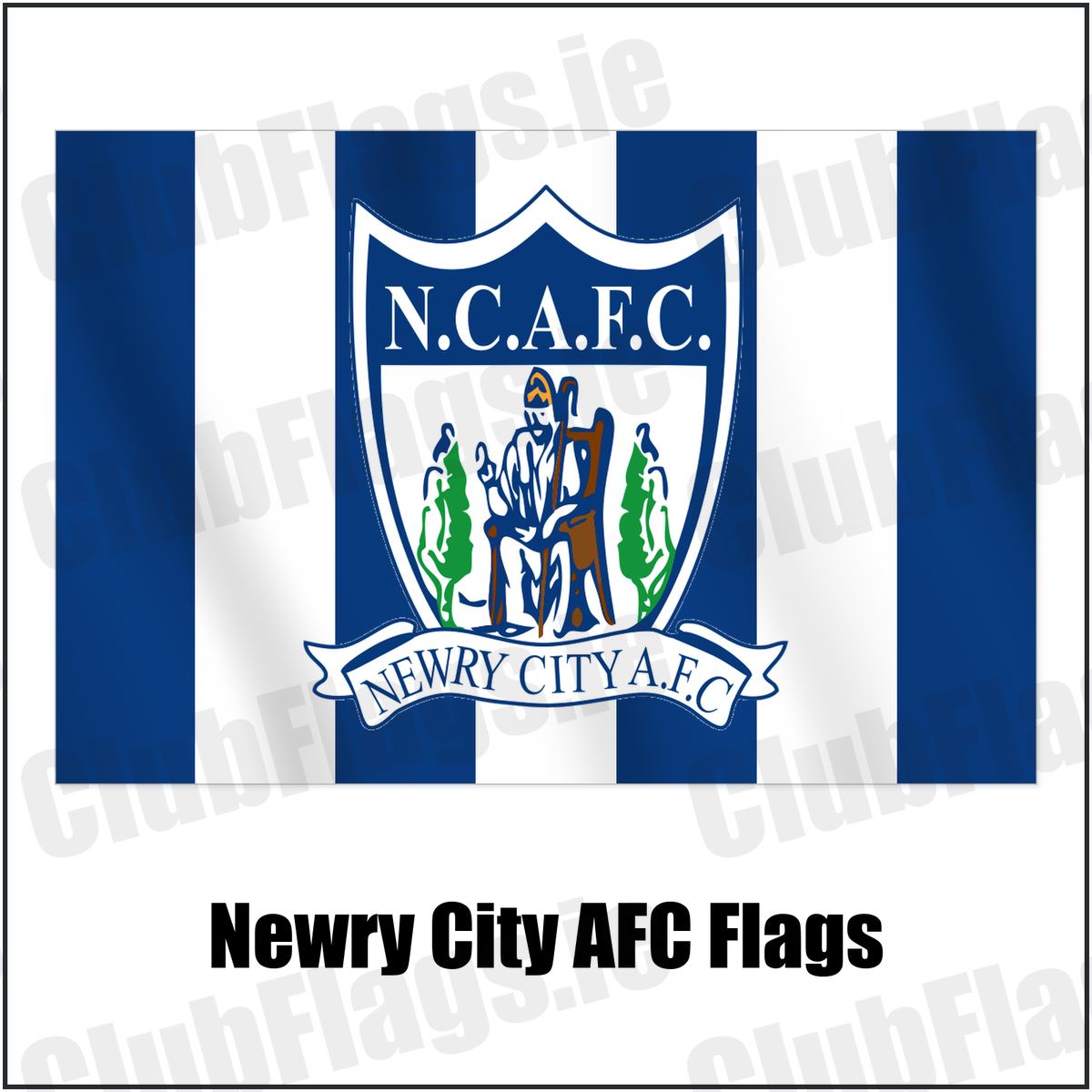 Newry City AFC Flags with the club crest and colours, Down Football - ClubFlags.ie