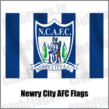 Newry City AFC Flags with the club crest and colours, Down Football - ClubFlags.ie