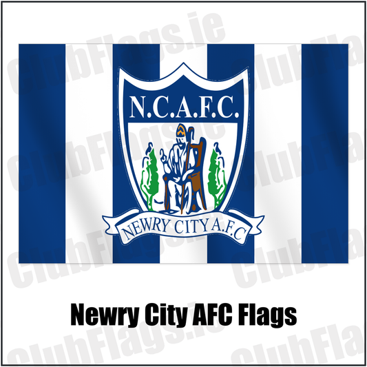 Newry City AFC Flags with the club crest and colours, Down Football - ClubFlags.ie
