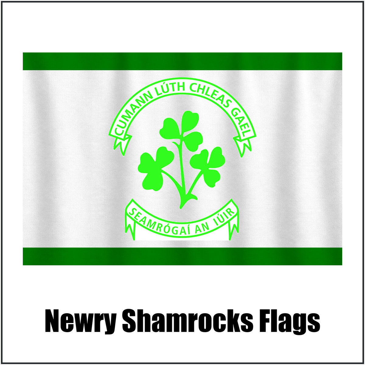 Newry Shamrocks Flags, featuring the club crest and green and white colours; County Down GAA. ClubFlags.ie.