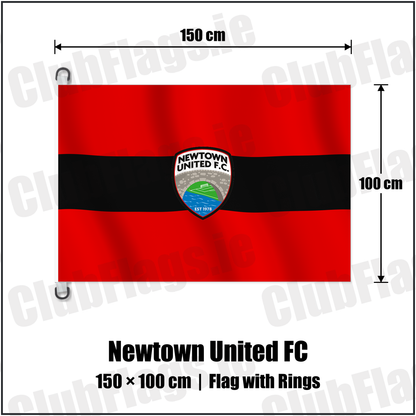 Newtown United FC 150cm x 100cm Flag Pole Flag with Rings with the club crest and colours, Meath Football - ClubFlags.ie