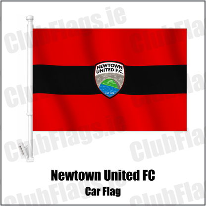 Newtown United FC Car Flag with the club crest and colours, Meath Football - ClubFlags.ie