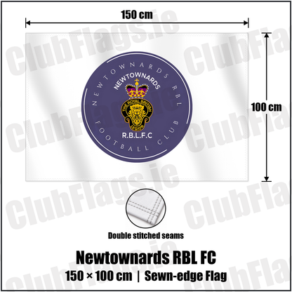 Newtownards RBL FC 100cm x 150cm Flag (sewn on the edges) with the club crest and colours, Down Football - ClubFlags.ie
