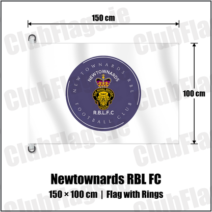 Newtownards RBL FC 150cm x 100cm Flag Pole Flag with Rings with the club crest and colours, Down Football - ClubFlags.ie