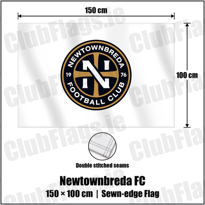 Newtownbreda FC 100cm x 150cm Flag (sewn on the edges) with the club crest and colours, Down Football - ClubFlags.ie