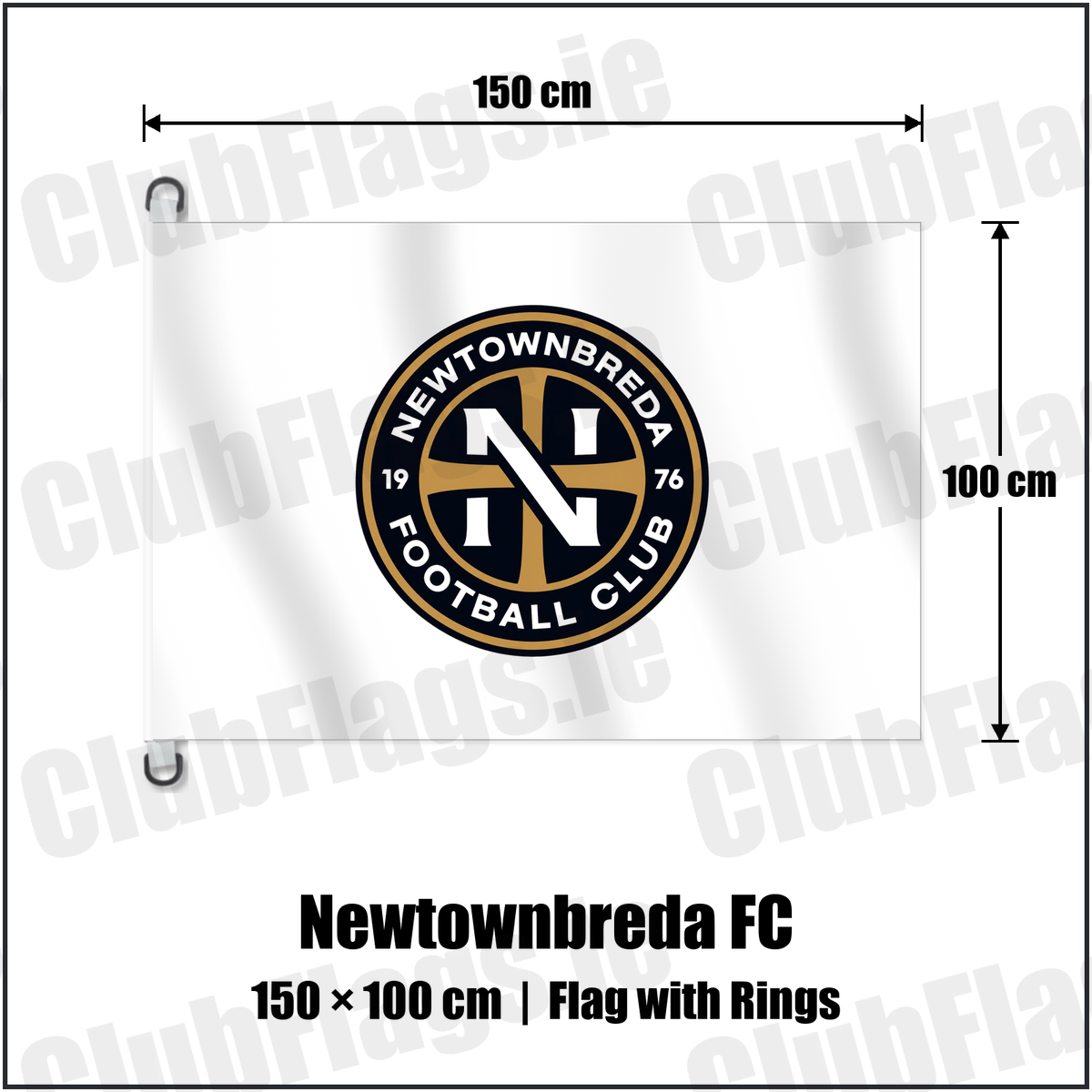 Newtownbreda FC 150cm x 100cm Flag Pole Flag with Rings with the club crest and colours, Down Football - ClubFlags.ie