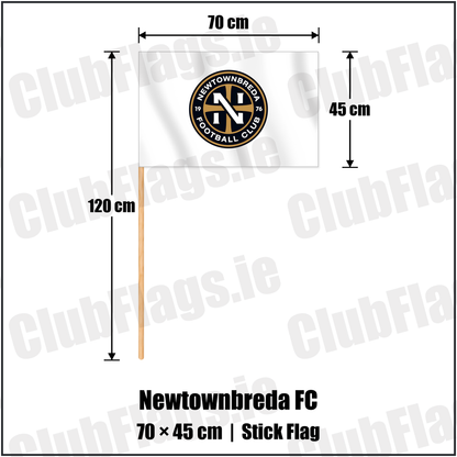 Newtownbreda FC 45cm x 70cm Stick Flag with the club crest and colours, Down Football - ClubFlags.ie