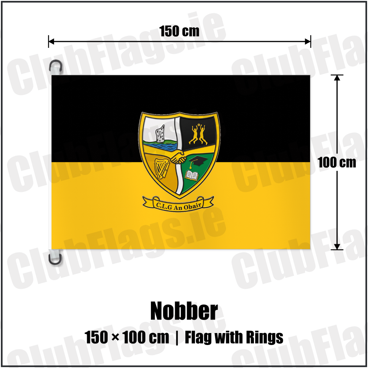 Nobber 150cm x 100cm Flag Pole Flag with Rings with the club crest and colours, Meath GAA - ClubFlags.ie