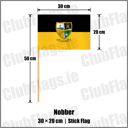 Nobber 20cm x 30cm Stick Flag with the club crest and colours, Meath GAA - ClubFlags.ie