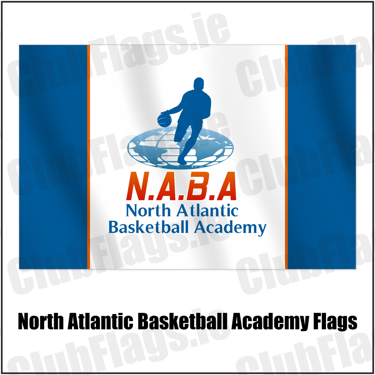 North Atlantic Basketball Academy Flags with the club crest and colours, Dublin Basketball - ClubFlags.ie