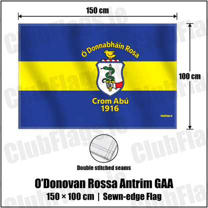 O’Donovan Rossa Antrim GAA 100cm x 150cm Flag (sewn on the edges) with the verified club crest and colours, Antrim GAA - ClubFlags.ie