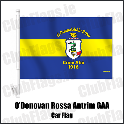 O’Donovan Rossa Antrim GAA Car Flag with the verified club crest and colours, Antrim GAA - ClubFlags.ie