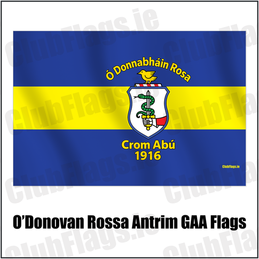 O’Donovan Rossa Antrim GAA Flags with the verified club crest and colours, Antrim GAA - ClubFlags.ie