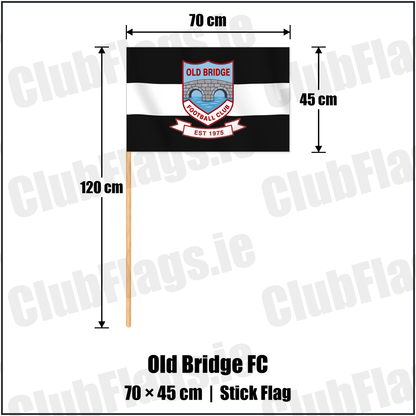 Old Bridge FC 45cm x 70cm Stick Flag with the club crest and colours, Tipperary Football - ClubFlags.ie
