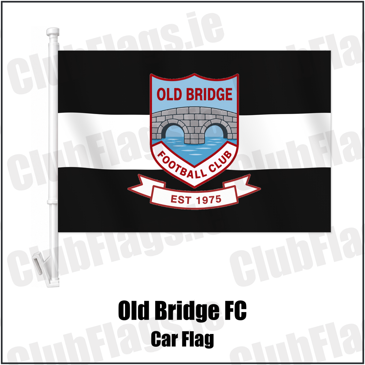 Old Bridge FC Car Flag with the club crest and colours, Tipperary Football - ClubFlags.ie