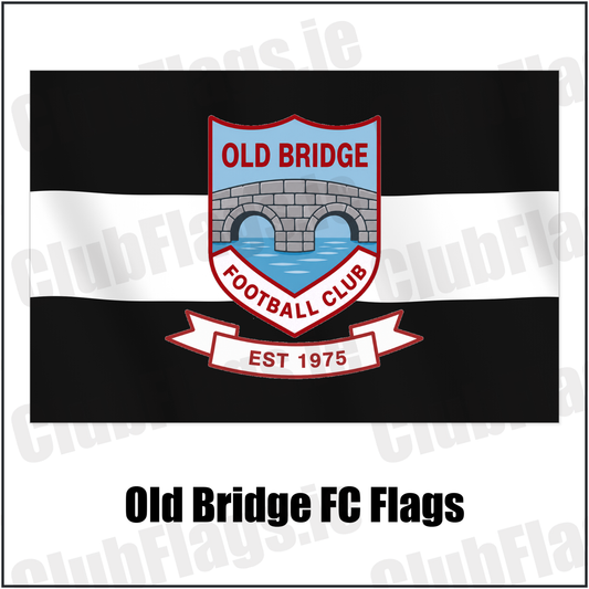 Old Bridge FC Flags with the club crest and colours, Tipperary Football - ClubFlags.ie