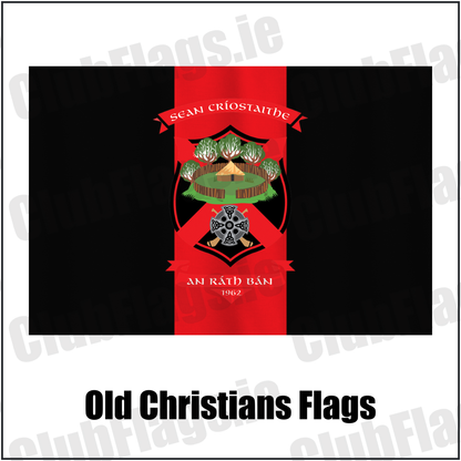 Old Christians Flags, featuring the club crest and black and red colours; County Limerick GAA. ClubFlags.ie.