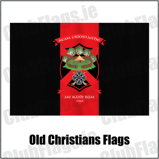 Old Christians Flags, featuring the club crest and black and red colours; County Limerick GAA. ClubFlags.ie.