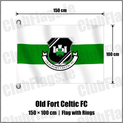 Old Fort Celtic FC 150cm x 100cm Flag Pole Flag with Rings with the club crest and colours, Laois Football - ClubFlags.ie