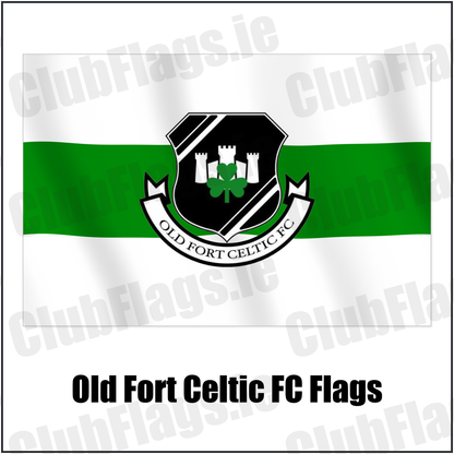 Old Fort Celtic FC Flags with the club crest and colours, Laois Football - ClubFlags.ie