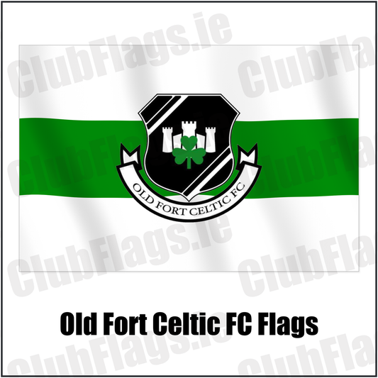 Old Fort Celtic FC Flags with the club crest and colours, Laois Football - ClubFlags.ie