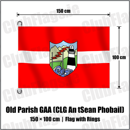 Old Parish GAA (CLG An tSean Phobail) 150cm x 100cm Flag Pole Flag with Rings with the verified club crest and colours, Waterford GAA - ClubFlags.ie