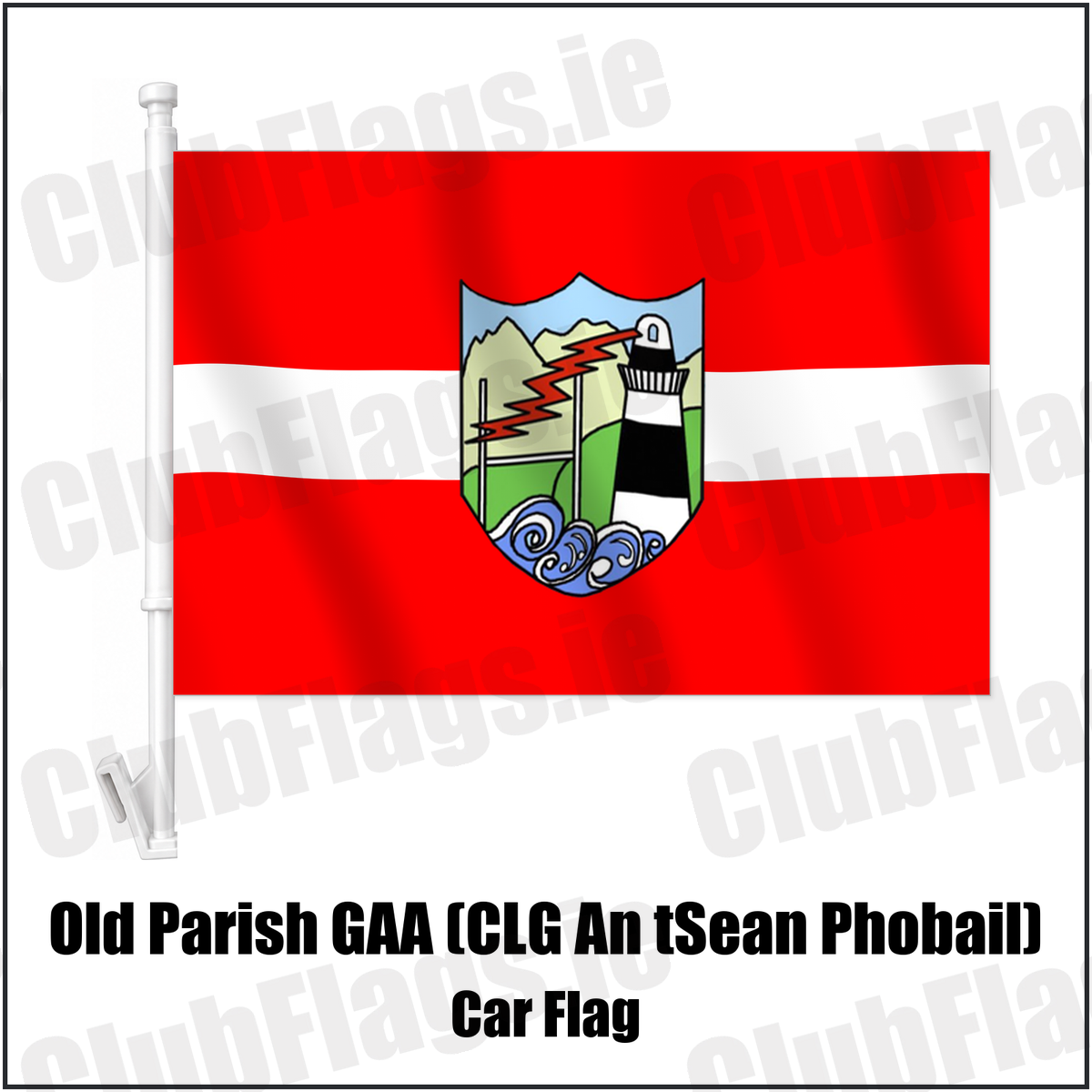Old Parish GAA (CLG An tSean Phobail) Car Flag with the verified club crest and colours, Waterford GAA - ClubFlags.ie