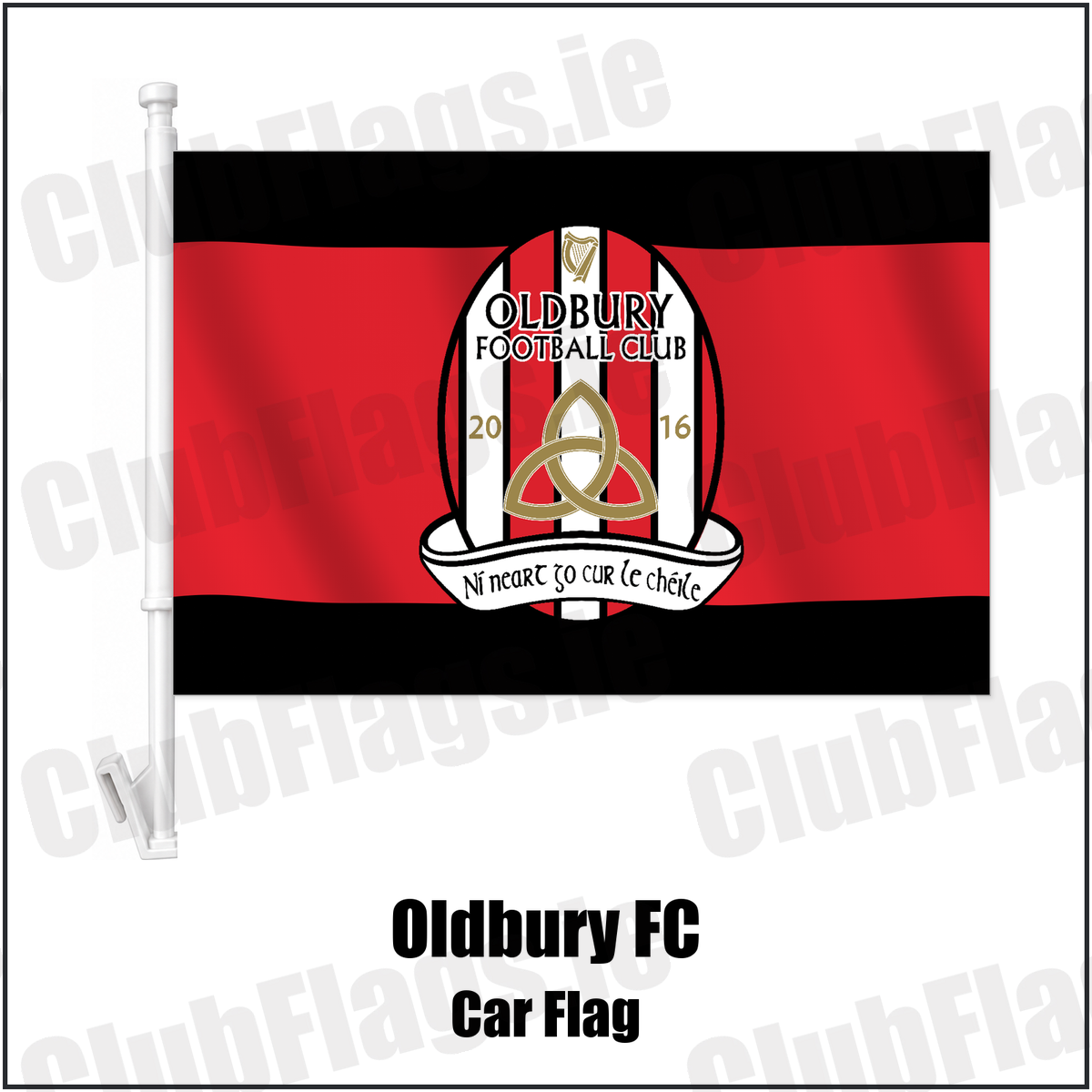Oldbury FC Car Flag with the club crest and colours, Dublin Football - ClubFlags.ie