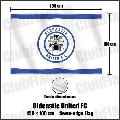 Oldcastle United FC 100cm x 150cm Flag (sewn on the edges) with the club crest and colours, Meath Football - ClubFlags.ie