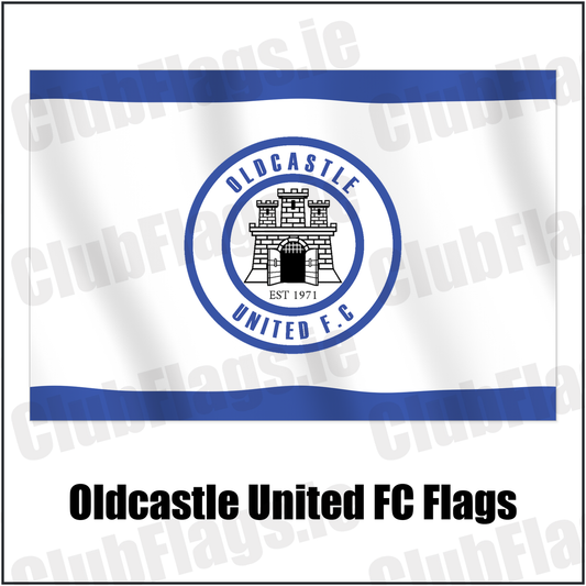 Oldcastle United FC Flags with the club crest and colours, Meath Football - ClubFlags.ie