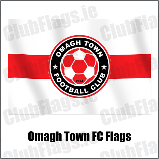 Omagh Town FC Flags with the club crest and colours, Tyrone Football - ClubFlags.ie