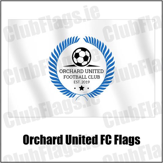 Orchard United FC Flags with the club crest and colours, Armagh Football - ClubFlags.ie