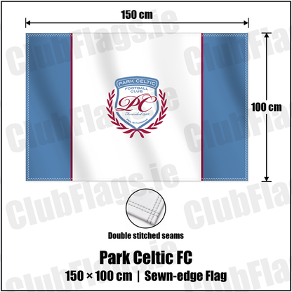 Park Celtic FC 100cm x 150cm Flag (sewn on the edges) with the club crest and colours, Dublin Football - ClubFlags.ie