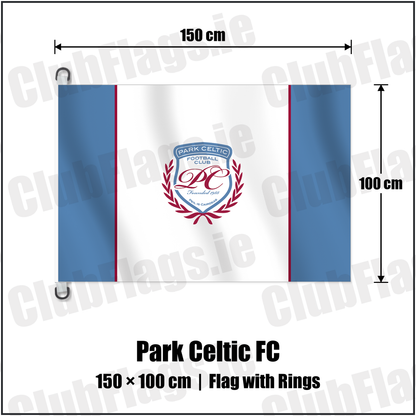 Park Celtic FC 150cm x 100cm Flag Pole Flag with Rings with the club crest and colours, Dublin Football - ClubFlags.ie