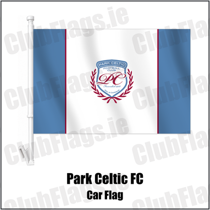 Park Celtic FC Car Flag with the club crest and colours, Dublin Football - ClubFlags.ie