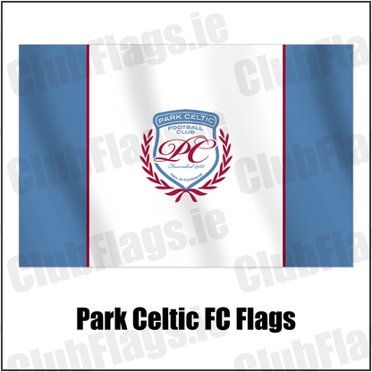 Park Celtic FC Flags with the club crest and colours, Dublin Football - ClubFlags.ie