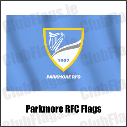 Parkmore RFC Flags with the club crest and colours, Dublin Rugby - ClubFlags.ie