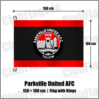 Parkville United AFC 150cm x 100cm Flag Pole Flag with Rings with the club crest and colours, Carlow football - ClubFlags.ie