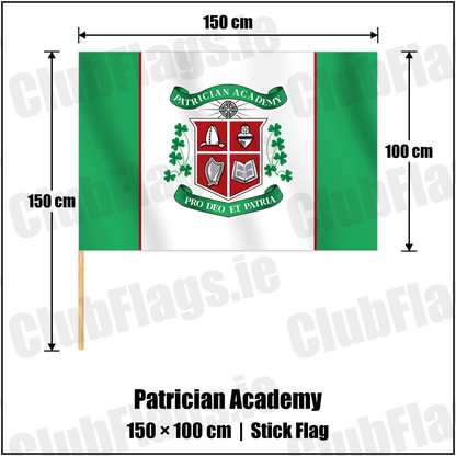 Patrician Academy 100cm x 150cm Stick Flag with the club crest and colours, Cork GAA - ClubFlags.ie