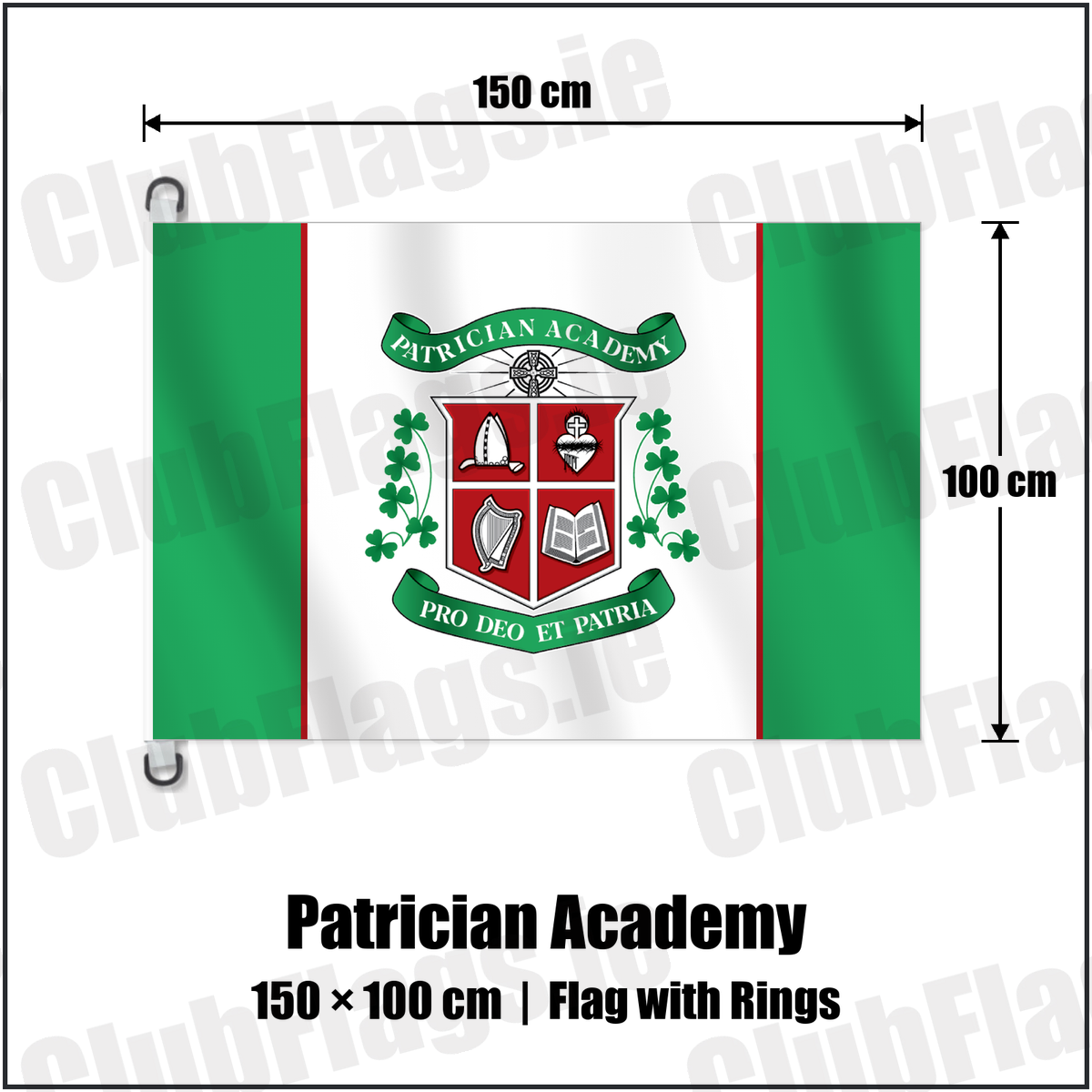 Patrician Academy 150cm x 100cm Flag Pole Flag with Rings with the club crest and colours, Cork GAA - ClubFlags.ie