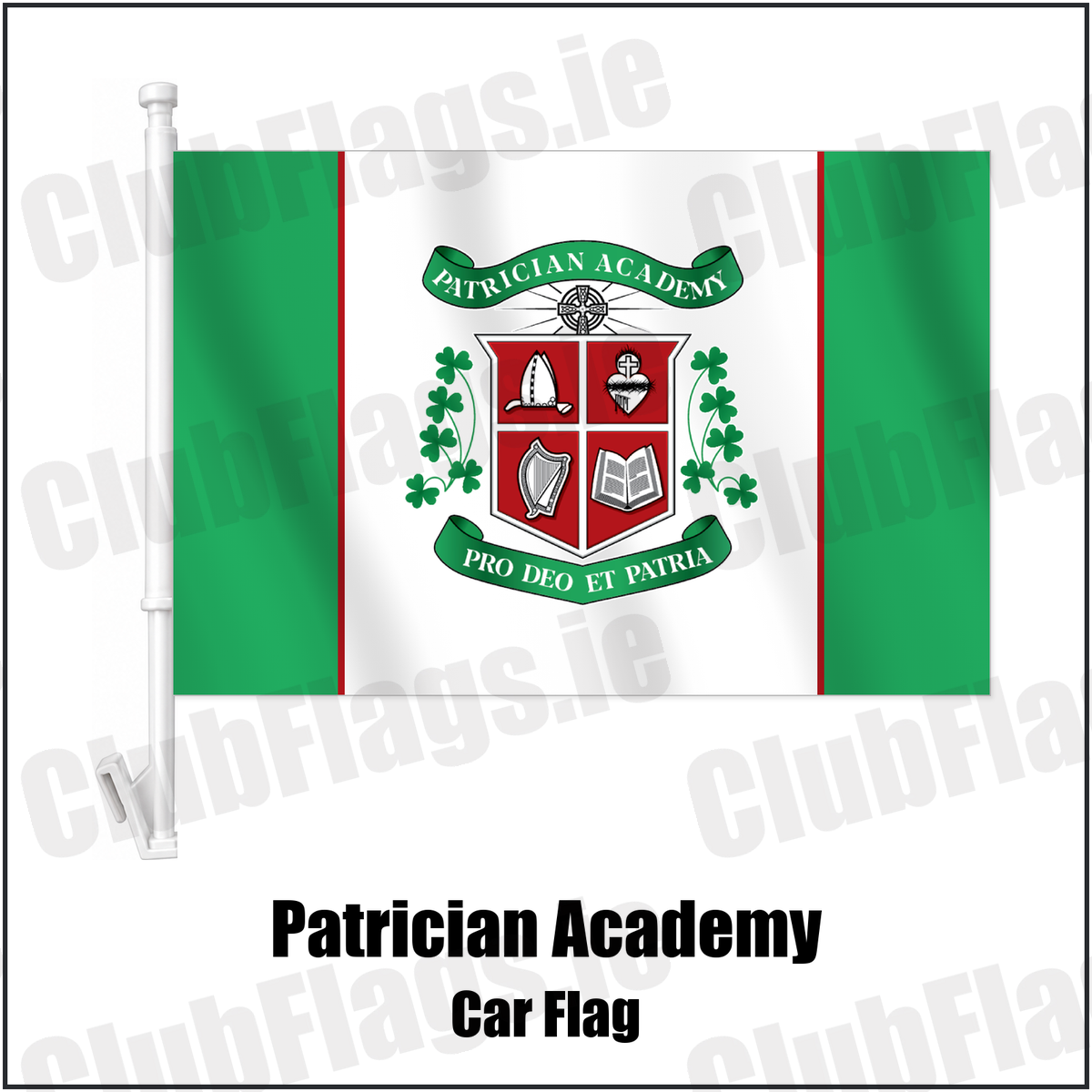 Patrician Academy Car Flag with the club crest and colours, Cork GAA - ClubFlags.ie